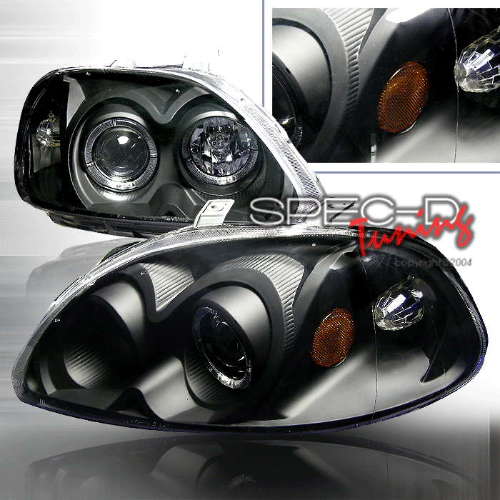 HONDA CIVIC 96-98 PROJECTOR HEADLIGHTS BLACK [KS] - 2