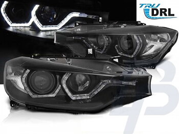 HEADLIGHTS BMW F30/F31 10.11 - 05.15 ANGEL EYES LED BLACK DRL