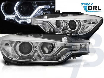 HEADLIGHTS BMW F30/F31 10.11 - 05.15 ANGEL EYES LED CHROME DRL