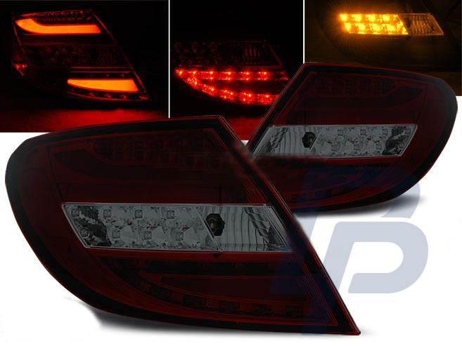 MERCEDES C-CLASS W204 SEDAN 07-10 RED SMOKE LED TAILLIGHTS BAR - 3
