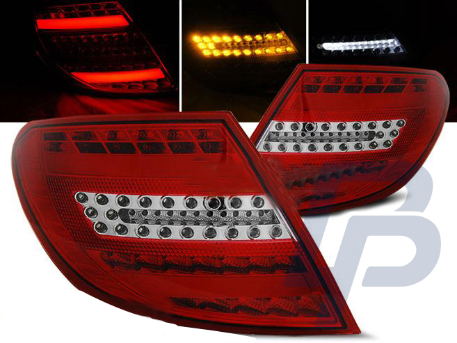 MERCEDES C-CLASS W204 SEDAN 07-10 RED WHITE LED TAILLIGHTS BAR - 3