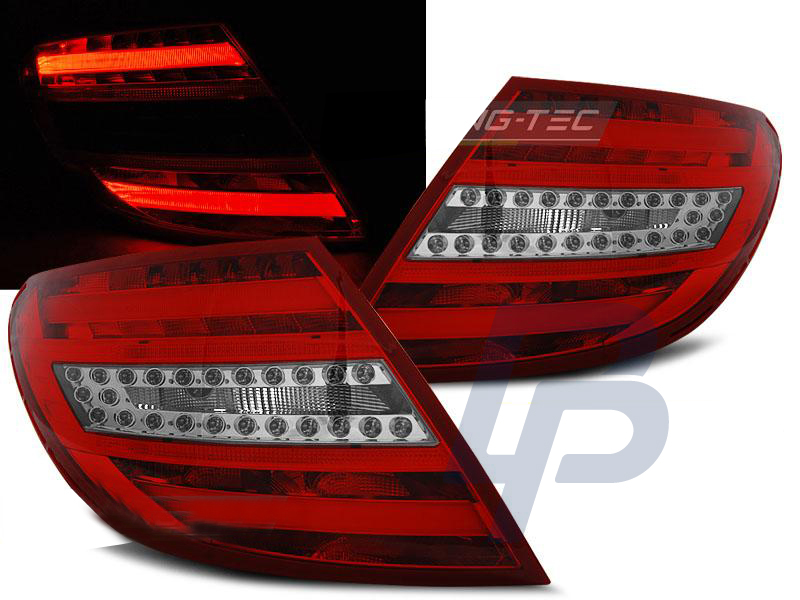 MERCEDES C-CLASS W204 SEDAN 07-10 RED WHITE LED TAILLIGHTS BAR - 2