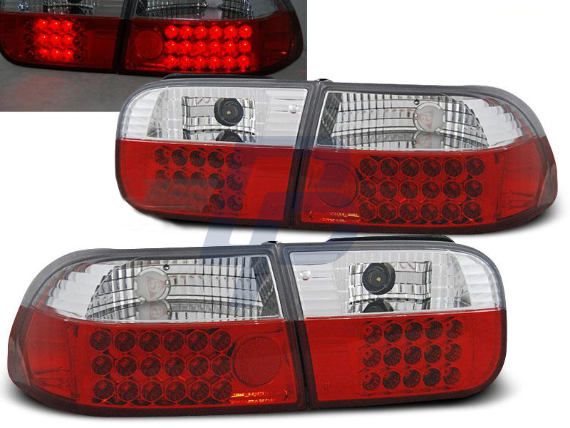 HONDA CIVIC 09.91-08.95 2D/4D RED WHITE LED TAILLIGHTS - 2