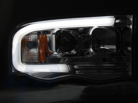 HEADLIGHTS DODGE RAM 02-06 TUBE LIGHT CHROME - 6
