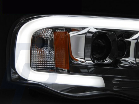 HEADLIGHTS DODGE RAM 02-06 TUBE LIGHT CHROME - 5