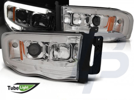 HEADLIGHTS DODGE RAM 02-06 TUBE LIGHT CHROME