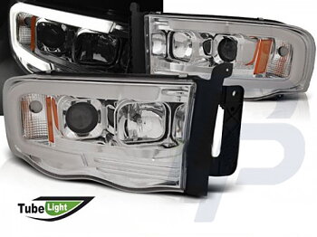 HEADLIGHTS DODGE RAM 02-06 TUBE LIGHT CHROME