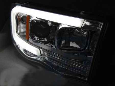 HEADLIGHTS DODGE RAM 02-06 TUBE LIGHT CHROME - 4