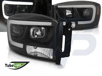 HEADLIGHTS DODGE RAM 06-08 TUBE LIGHT BLACK