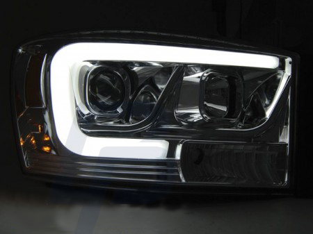 HEADLIGHTS DODGE RAM 06-08 TUBE LIGHT CHROME - 3