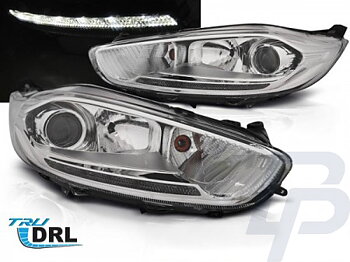 HEADLIGHTS FORD FIESTA MK7 13-16 LED DRL CHROME