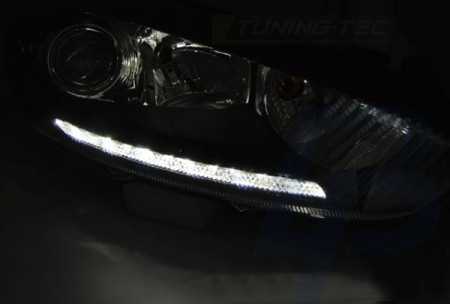 HEADLIGHTS FORD FIESTA MK7 13-16 LED DRL CHROME - 2