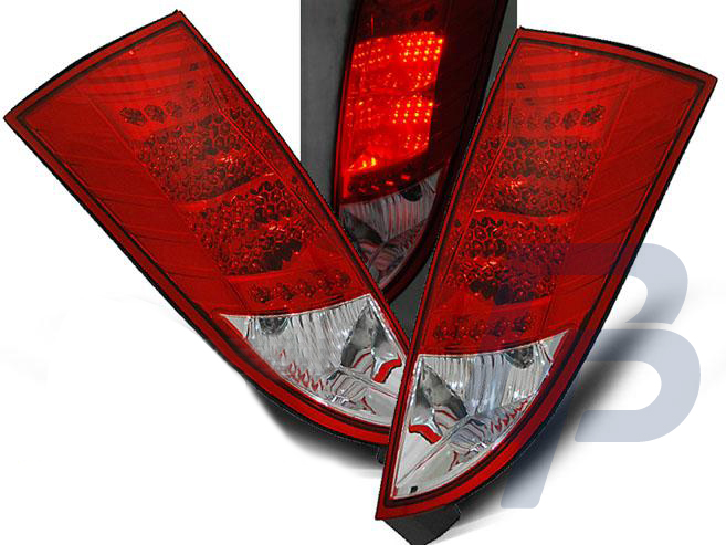 FORD FOCUS MK1 10.98-10.04 HATCHBACK RED WHITE LED TAILLIGHTS - 2