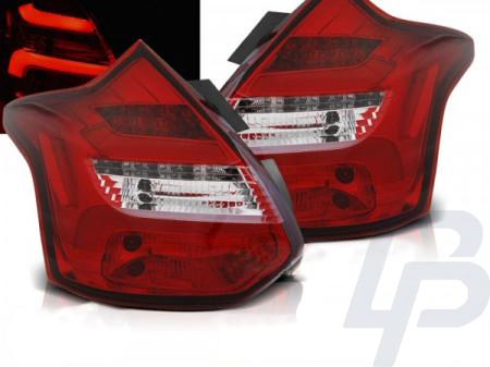 LED TAILLIGHTS FORD FOCUS 3 11-10.14 HATCHBACK RED WHITE LED BAR SEQ IND.