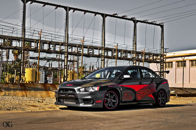 MITSUBISHI LANCER EVO X 08+ SEIBON SHAVED CARBON GRILL - 4