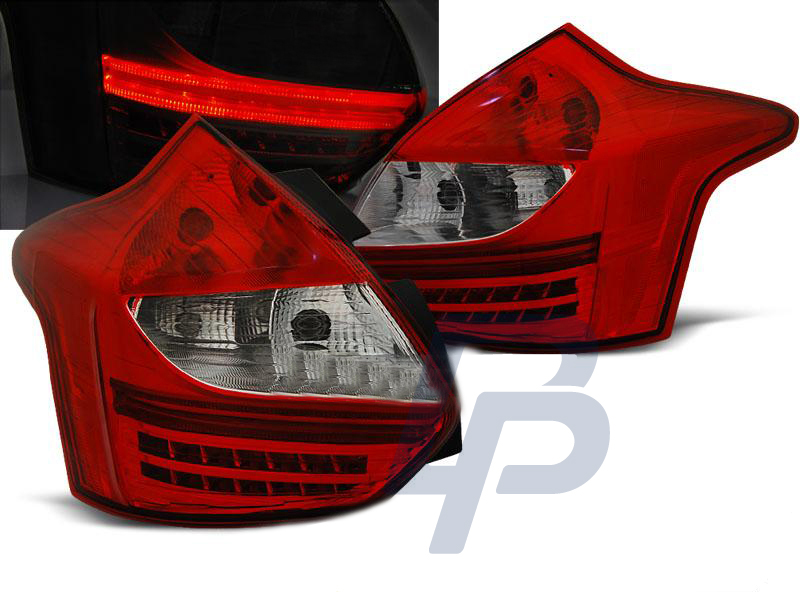 FORD FOCUS 3 11-10.14 HATCHBACK RED WHITE LED TAILLIGHTS - 3