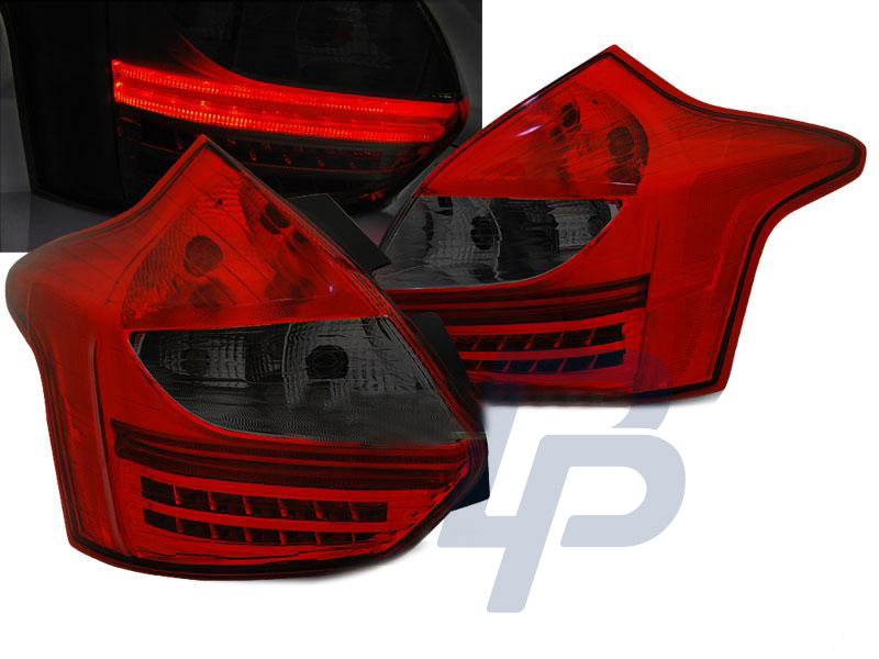 FORD FOCUS 3 11- 10.14 HATCHBACK RED SMOKE LED TAILLIGHTS - 3
