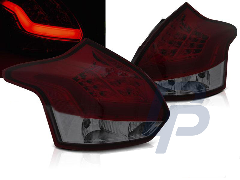 FORD FOCUS 3 11-10.14 HATCHBACK RED SMOKE LED TAILLIGHTS BAR - 4