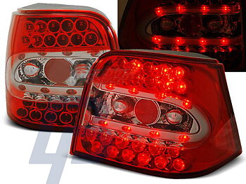 VW GOLF 4 09.97-09.03 RED WHITE LED TAILLIGHTS