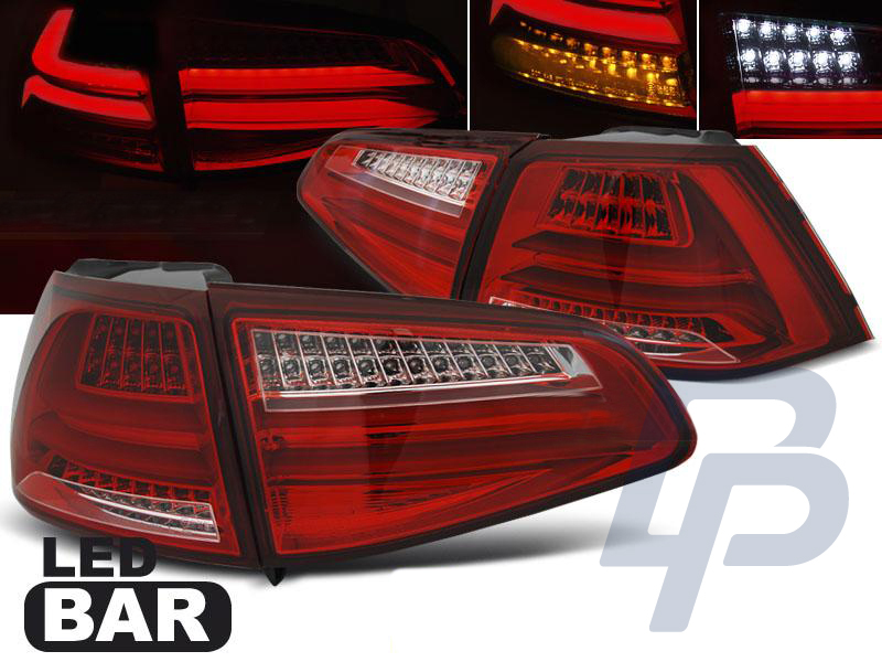 VW GOLF 7 13- RED WHITE LED TAILLIGHTS BAR - 7