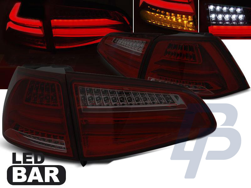 VW GOLF 7 13- RED SMOKE LED TAILLIGHTS BAR - 7