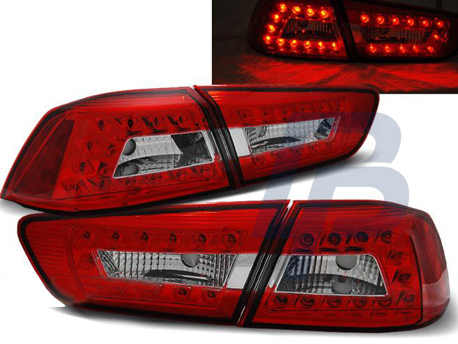 MITSUBISHI LANCER 8 SEDAN 08-11 RED WHITE LED TAILLIGHTS - 3