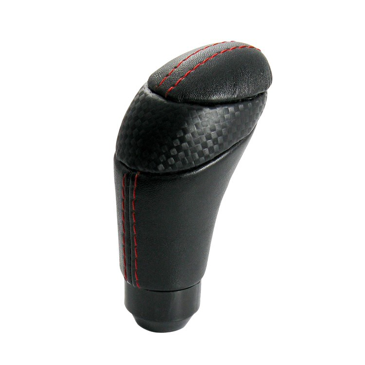 UNIVERSAL VMS SHIFT KNOB BLACK LEATHER + RED STITCHES