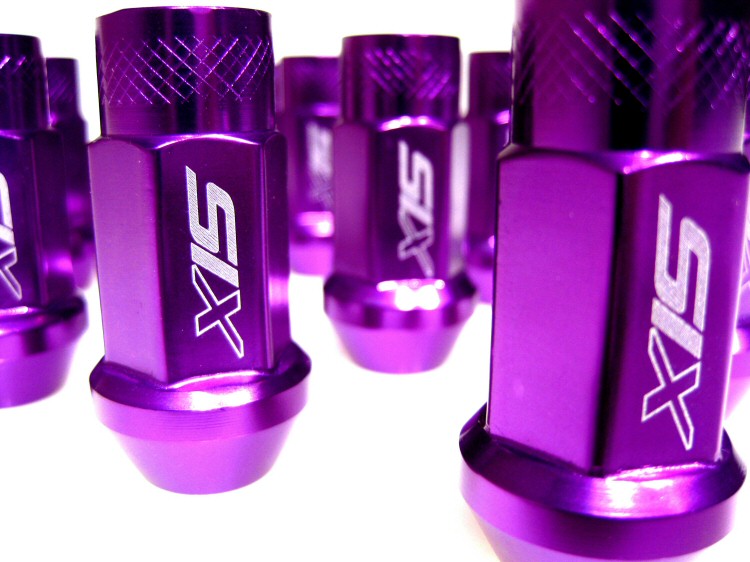 20X SIX LIGHTWEIGHT ALUMINIUM LUG NUTS 50MM 12X1.25 PURPLE - 3