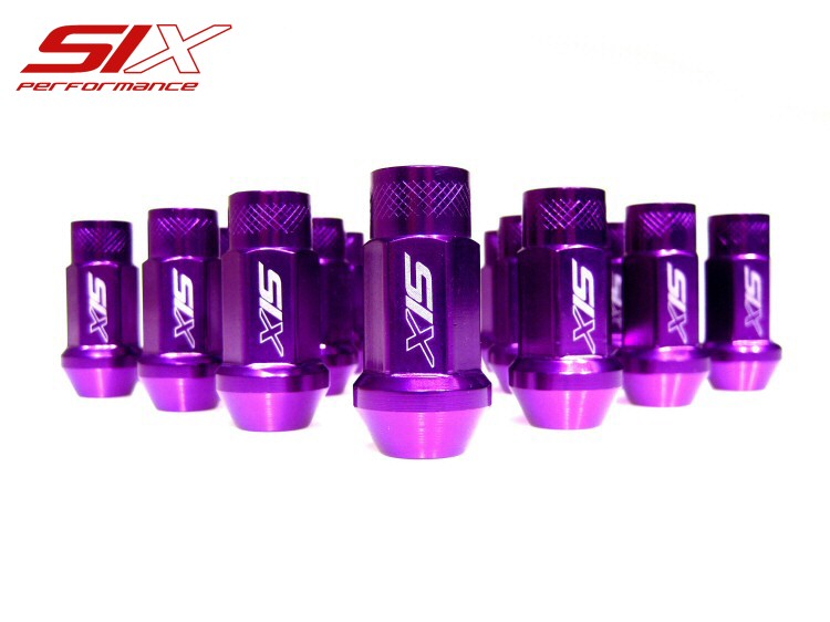 20X SIX LIGHTWEIGHT ALUMINIUM LUG NUTS 50MM 12X1.25 PURPLE - 2