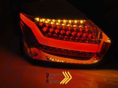 LED TAILLIGHTS FORD FOCUS 3 15-  HATCHBACK RED WHITE SEQ LED - 3