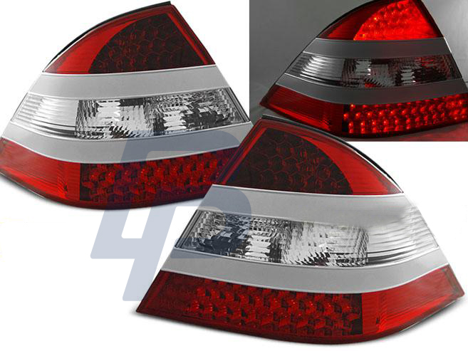 MERCEDES W220 S-CLASS 09.98-05.05 RED WHITE LED TAILLIGHTS - 2