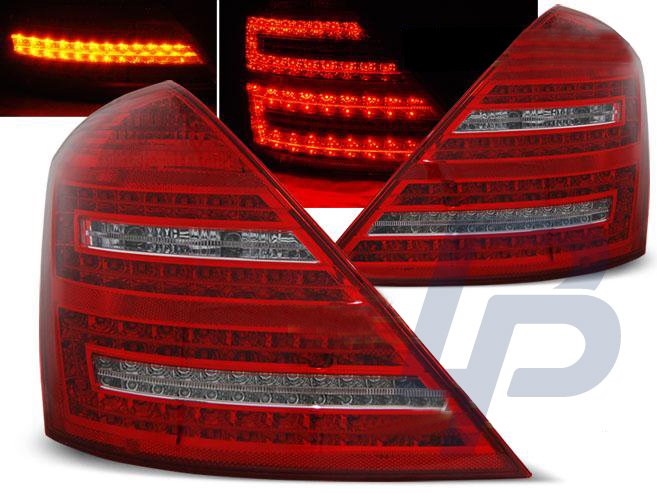 MERCEDES W221 S-CLASS 05-09 RED WHITE LED TAILLIGHTS - 2