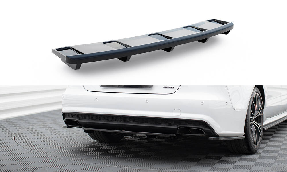 Central Rear Splitter (Vertical Bars) Audi A7 S-Line Facelift