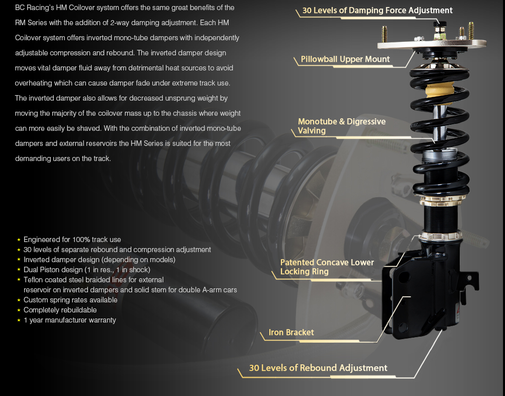 MITSUBISHI EVO VII/VIII/IX CT9A BC-RACING COILOVER KIT [HM] - 4