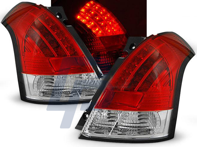 SUZUKI SWIFT 05.05-10 RED WHITE LED TAILLIGHTS - 2
