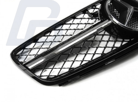 GRILLS MERCEDES W204 07-14 C63 STYLE GLOSSY BLACK- CHROME - 4