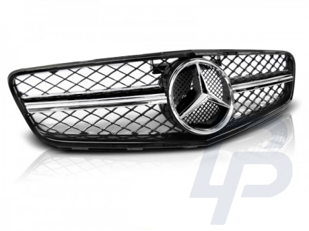 GRILLS MERCEDES W204 07-14 C63 STYLE GLOSSY BLACK- CHROME