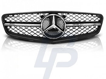 GRILLS MERCEDES W204 07-14 C63 STYLE GLOSSY BLACK- CHROME