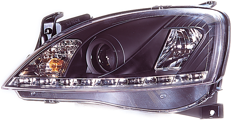 OPEL CORSA C 01+ R8 STYLE LED HEADLIGHTS BLACK V1