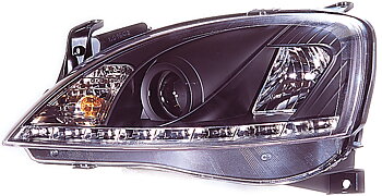 OPEL CORSA C 01+ R8 STYLE LED HEADLIGHTS BLACK V1