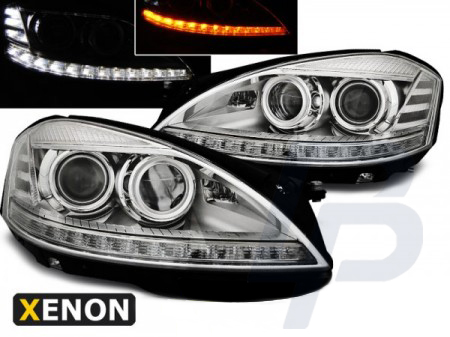 HEADLIGHTS MERCEDES W221 05-09 DAYLIGHT CHROME