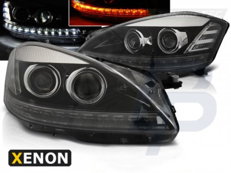 HEADLIGHTS MERCEDES W221 05-09 DAYLIGHT HID BLACK