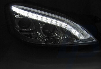 HEADLIGHTS MERCEDES W221 05-09 DAYLIGHT HID BLACK