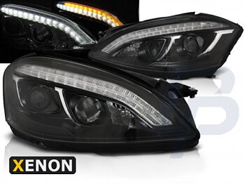HEADLIGHTS MERCEDES W221 05-09 DAYLIGHT HID BLACK