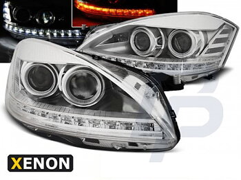 HEADLIGHTS MERCEDES W221 05-09 DAYLIGHT HID CHROME