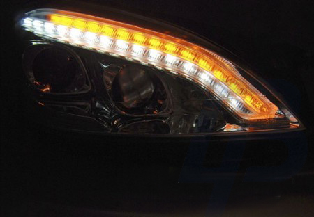 HEADLIGHTS MERCEDES W221 05-09 DAYLIGHT HID CHROME - 3