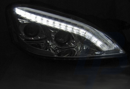 HEADLIGHTS MERCEDES W221 05-09 DAYLIGHT HID CHROME - 2