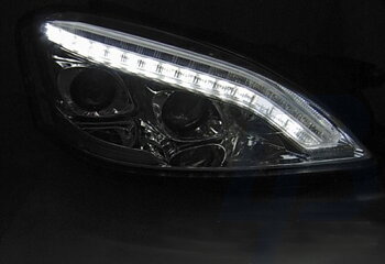 HEADLIGHTS MERCEDES W221 05-09 DAYLIGHT HID CHROME
