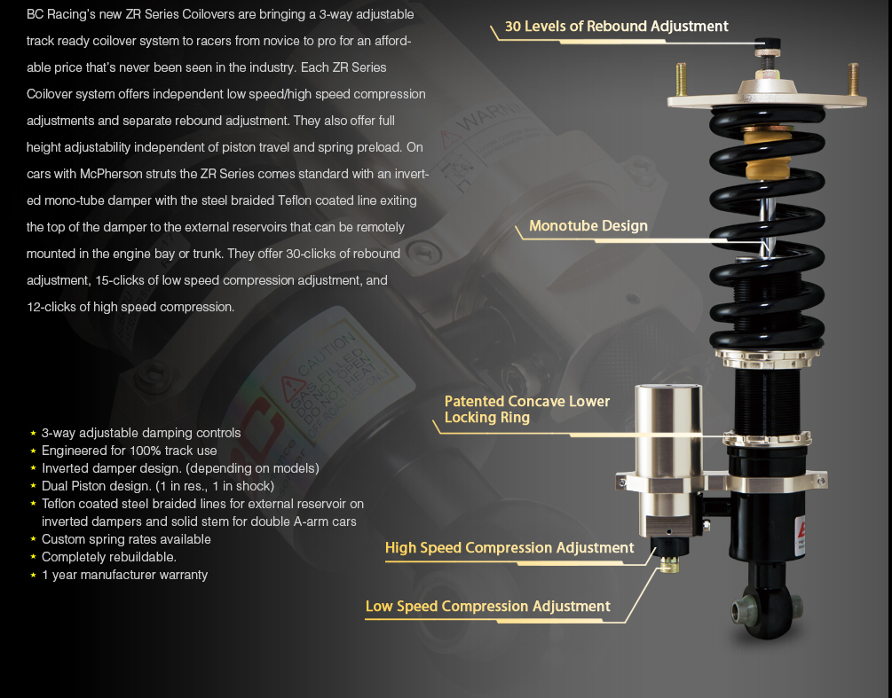MITSUBISHI LANCER EVO X 07-16 BC-RACING COILOVER KIT [ZR] - 4
