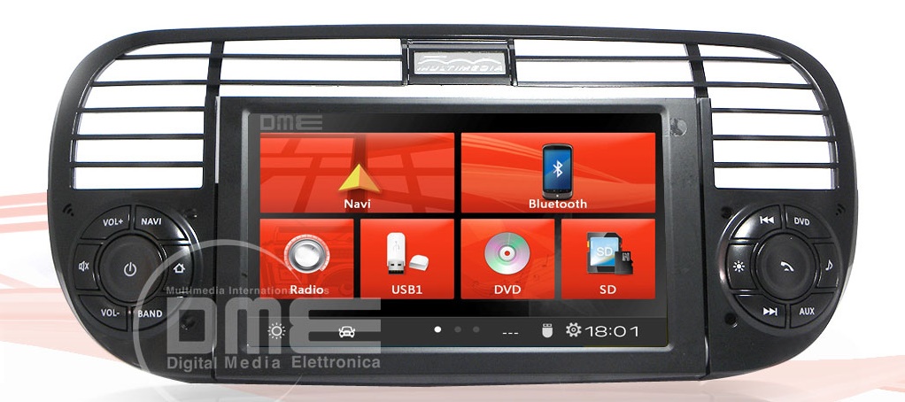 6.2" FIAT  500 MODELLANPASSAD ANDROID HUVUDENHET